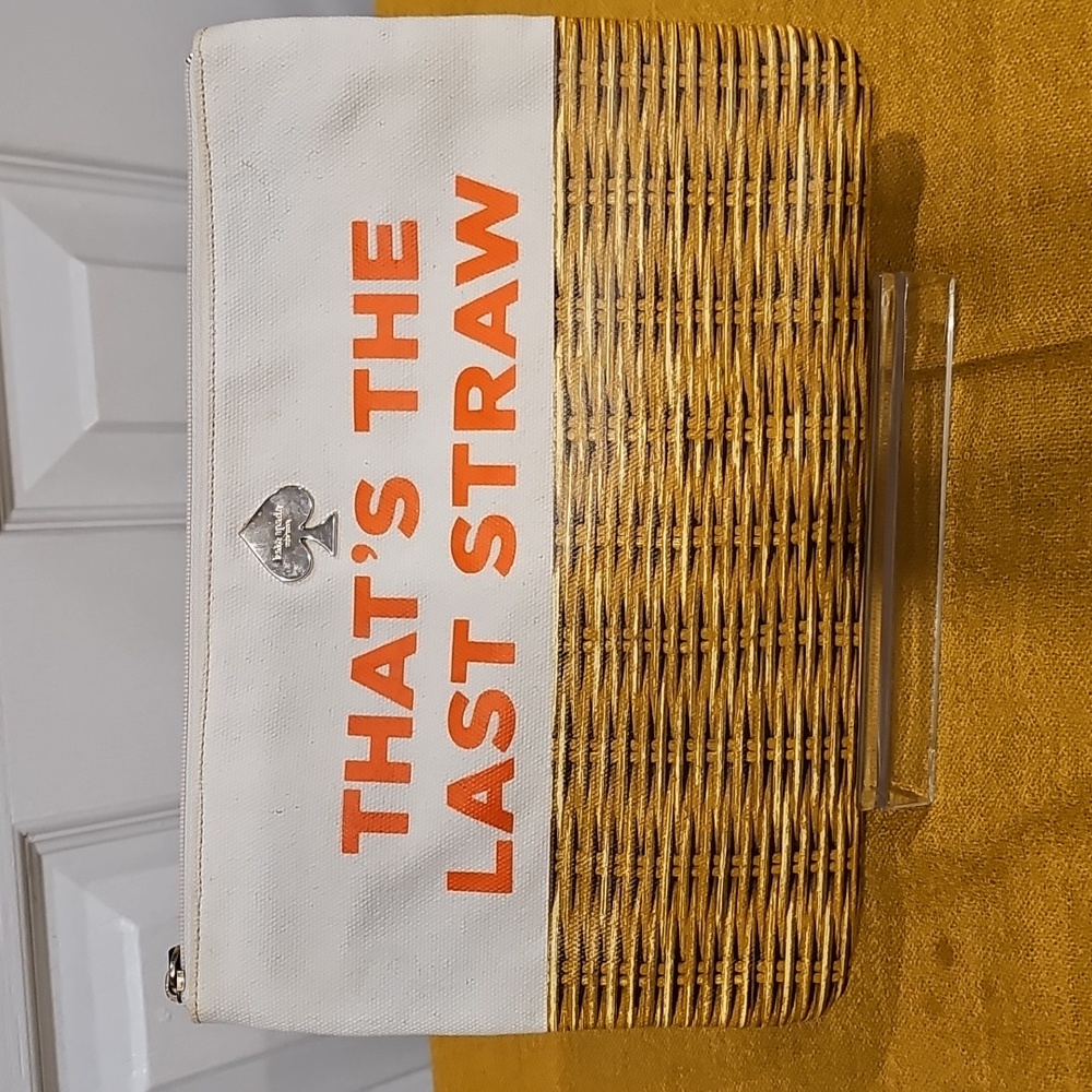 Kate Spade "That's The Last Straw" Canvas Clutch - EUC